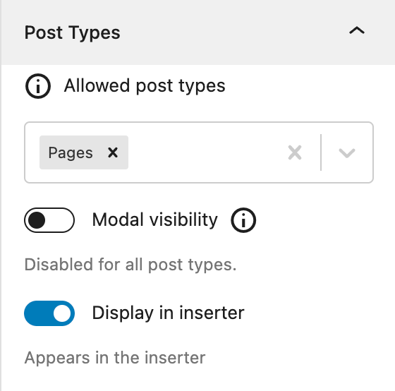pattern manager allowed post types option screen