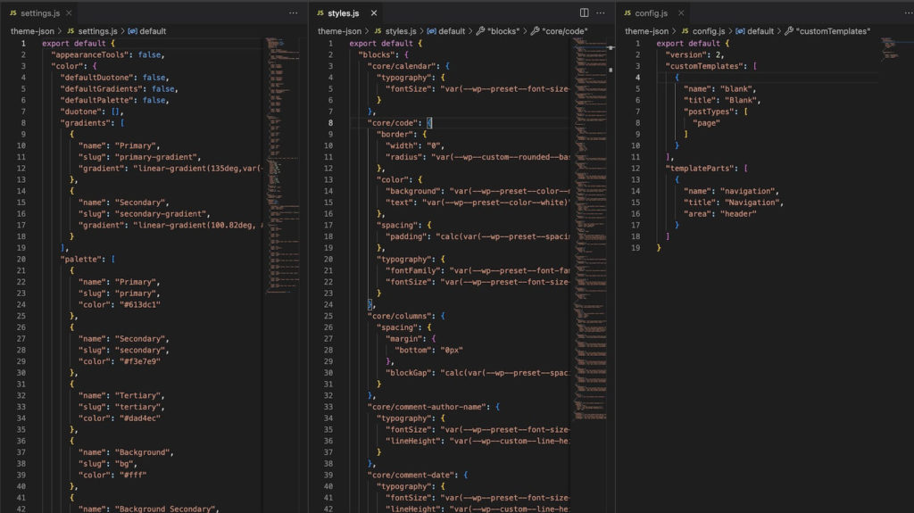 editing multiple theme.json files at once